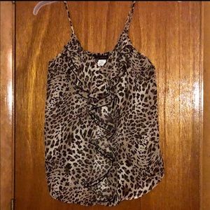 Ruffle Leopard Print Tank Top - Medium